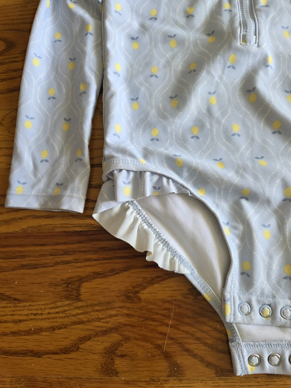 Carter's Light Blue Long-Sleeve One-Piece Swimsuit with Yellow Lemon Motif